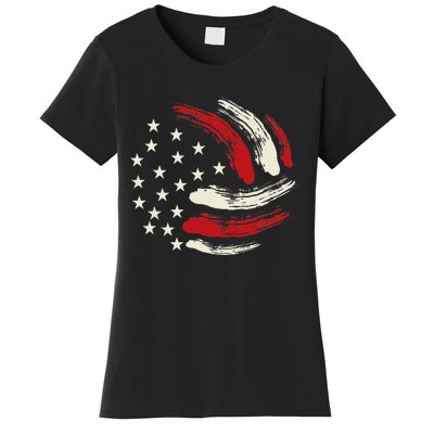 Patriotic Volleyball Gift Volleyball Team American Flag Women's T-Shirt