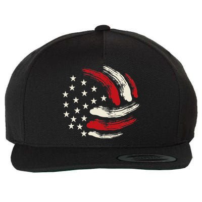 Patriotic Volleyball Gift Volleyball Team American Flag Wool Snapback Cap