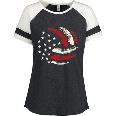 Patriotic Volleyball Gift Volleyball Team American Flag Enza Ladies Jersey Colorblock Tee