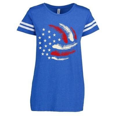 Patriotic Volleyball Gift Volleyball Team American Flag Enza Ladies Jersey Football T-Shirt