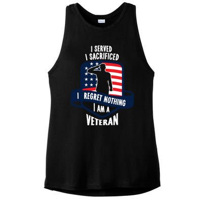 Proud Veteran Gift I Served I Sacrificed I Regret Nothing Cute Gift Ladies PosiCharge Tri-Blend Wicking Tank