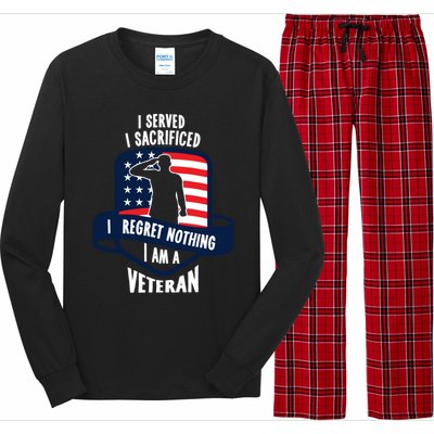 Proud Veteran Gift I Served I Sacrificed I Regret Nothing Cute Gift Long Sleeve Pajama Set