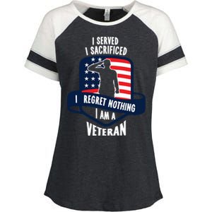 Proud Veteran Gift I Served I Sacrificed I Regret Nothing Cute Gift Enza Ladies Jersey Colorblock Tee