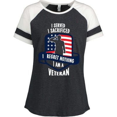 Proud Veteran Gift I Served I Sacrificed I Regret Nothing Cute Gift Enza Ladies Jersey Colorblock Tee