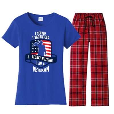 Proud Veteran Gift I Served I Sacrificed I Regret Nothing Cute Gift Women's Flannel Pajama Set