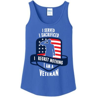 Proud Veteran Gift I Served I Sacrificed I Regret Nothing Cute Gift Ladies Essential Tank