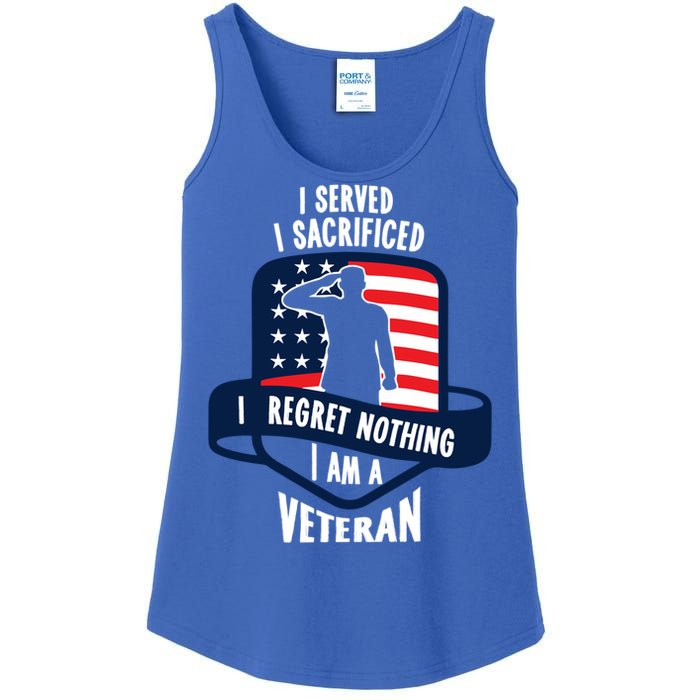 Proud Veteran Gift I Served I Sacrificed I Regret Nothing Cute Gift Ladies Essential Tank