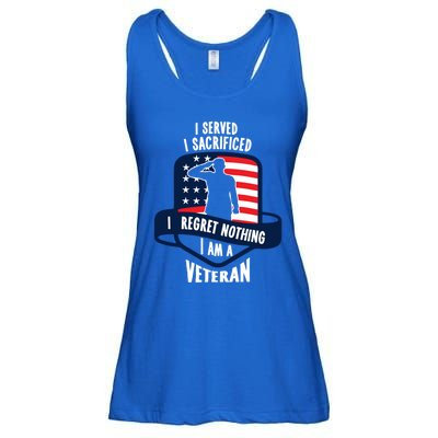 Proud Veteran Gift I Served I Sacrificed I Regret Nothing Cute Gift Ladies Essential Flowy Tank