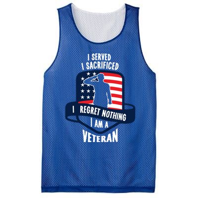 Proud Veteran Gift I Served I Sacrificed I Regret Nothing Cute Gift Mesh Reversible Basketball Jersey Tank