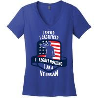 Proud Veteran Gift I Served I Sacrificed I Regret Nothing Cute Gift Women's V-Neck T-Shirt