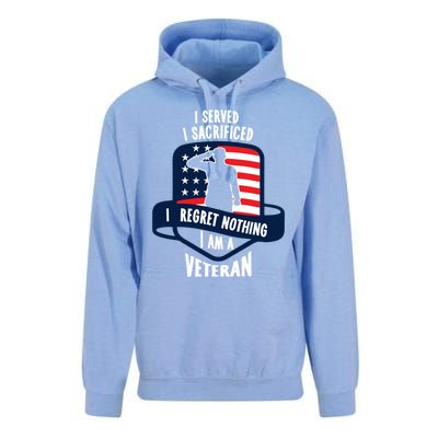 Proud Veteran Gift I Served I Sacrificed I Regret Nothing Cute Gift Unisex Surf Hoodie