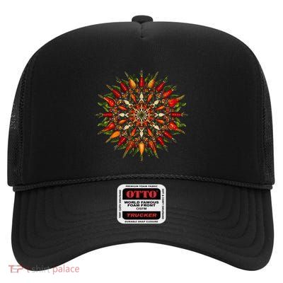 Pepper Vegetable Graphic Garden Pepper High Crown Mesh Back Trucker Hat