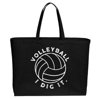 Player Volleyball I Dig It Funny Volleyball Quote Cotton Canvas Jumbo Tote