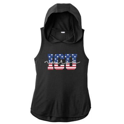 Patriotic VA ICU Nurse July 4th USA Independence Day Icu Rn Ladies PosiCharge Tri-Blend Wicking Draft Hoodie Tank