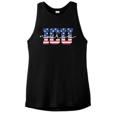 Patriotic VA ICU Nurse July 4th USA Independence Day Icu Rn Ladies PosiCharge Tri-Blend Wicking Tank