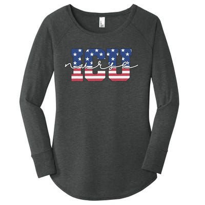 Patriotic VA ICU Nurse July 4th USA Independence Day Icu Rn Women's Perfect Tri Tunic Long Sleeve Shirt