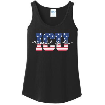 Patriotic VA ICU Nurse July 4th USA Independence Day Icu Rn Ladies Essential Tank