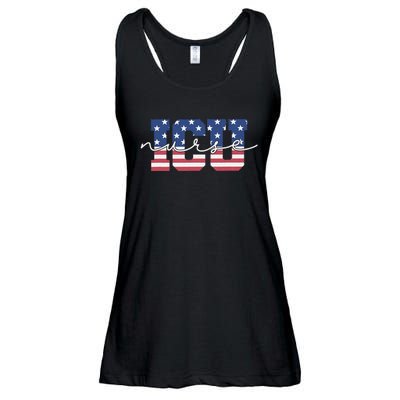 Patriotic VA ICU Nurse July 4th USA Independence Day Icu Rn Ladies Essential Flowy Tank