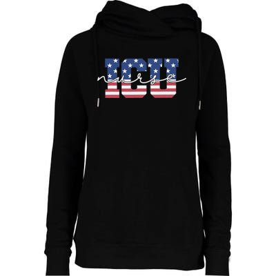 Patriotic VA ICU Nurse July 4th USA Independence Day Icu Rn Womens Funnel Neck Pullover Hood