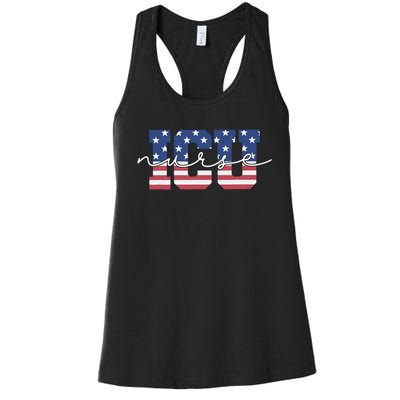 Patriotic VA ICU Nurse July 4th USA Independence Day Icu Rn Women's Racerback Tank