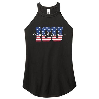 Patriotic VA ICU Nurse July 4th USA Independence Day Icu Rn Women's Perfect Tri Rocker Tank