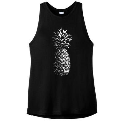 Pineapple Vintage Illustration Ladies PosiCharge Tri-Blend Wicking Tank