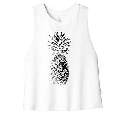 Pineapple Vintage Illustration Women's Racerback Cropped Tank