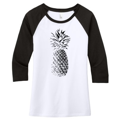 Pineapple Vintage Illustration Women's Tri-Blend 3/4-Sleeve Raglan Shirt