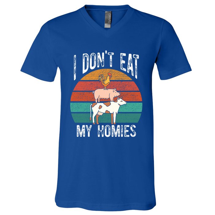 Proud Vegan I Dont Eat My Homies Eat Vegan Vegans Gift V-Neck T-Shirt