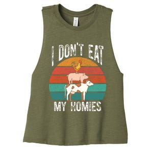 Proud Vegan I Dont Eat My Homies Eat Vegan Vegans Gift Women's Racerback Cropped Tank