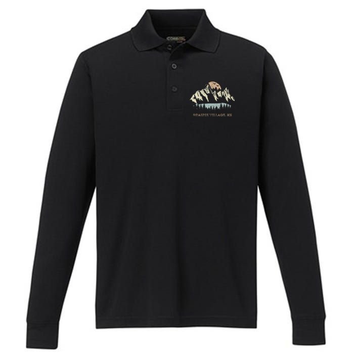 Prairie Village Kansas Mountain Sunset Sunrise Ks Performance Long Sleeve Polo