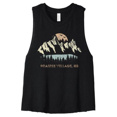 Prairie Village Kansas Mountain Sunset Sunrise Ks Women's Racerback Cropped Tank