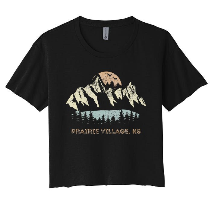 Prairie Village Kansas Mountain Sunset Sunrise Ks Women's Crop Top Tee