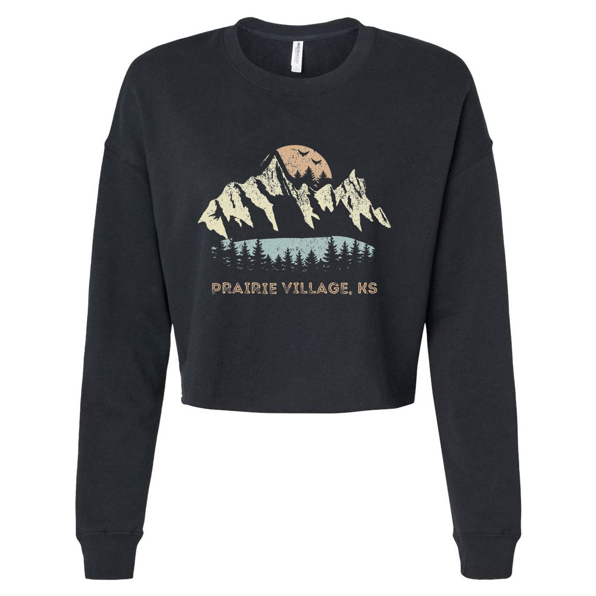 Prairie Village Kansas Mountain Sunset Sunrise Ks Cropped Pullover Crew