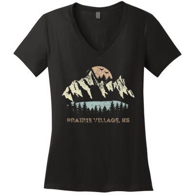 Prairie Village Kansas Mountain Sunset Sunrise Ks Women's V-Neck T-Shirt