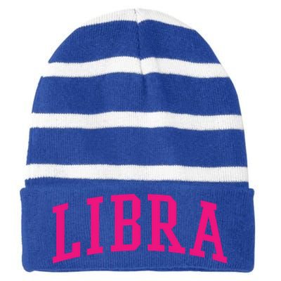 Pink Varsity Libra Gift Striped Beanie with Solid Band