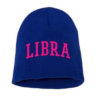 Pink Varsity Libra Gift Short Acrylic Beanie