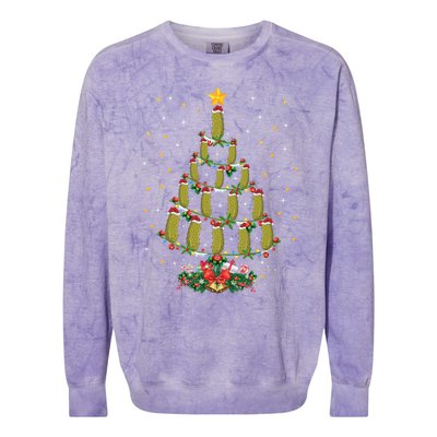 Pickle Vegetable Lover Xmas Gift Pickle Christmas Tree Funny Gift Colorblast Crewneck Sweatshirt