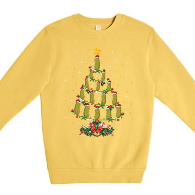 Pickle Vegetable Lover Xmas Gift Pickle Christmas Tree Funny Gift Premium Crewneck Sweatshirt