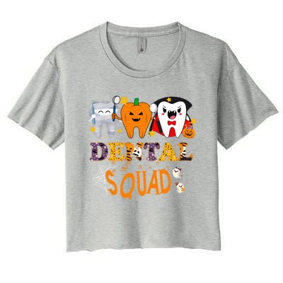 Pumpkin Vampire Mummyteeth Dental Squad Hygienists Halloween Cool Gift Women's Crop Top Tee