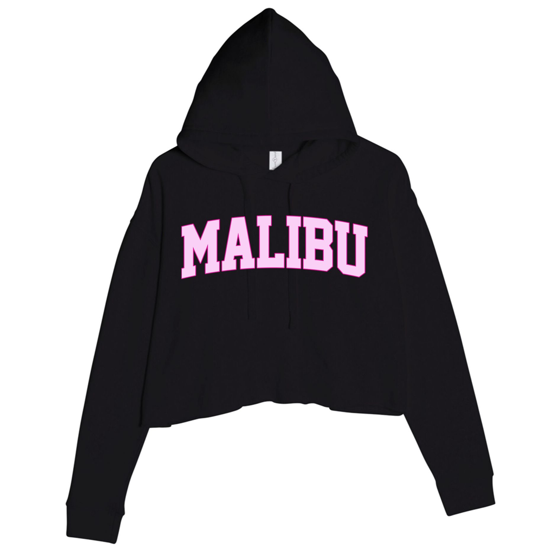 Preppy Varsity Malibu California Crop Fleece Hoodie