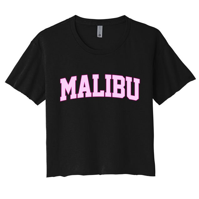 Preppy Varsity Malibu California Women's Crop Top Tee