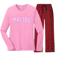 Preppy Varsity Malibu California Women's Long Sleeve Flannel Pajama Set 