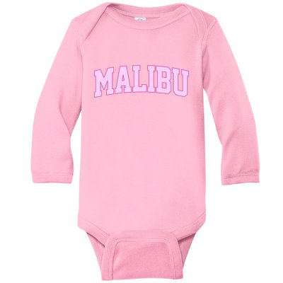 Preppy Varsity Malibu California Baby Long Sleeve Bodysuit