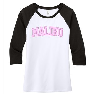 Preppy Varsity Malibu California Women's Tri-Blend 3/4-Sleeve Raglan Shirt