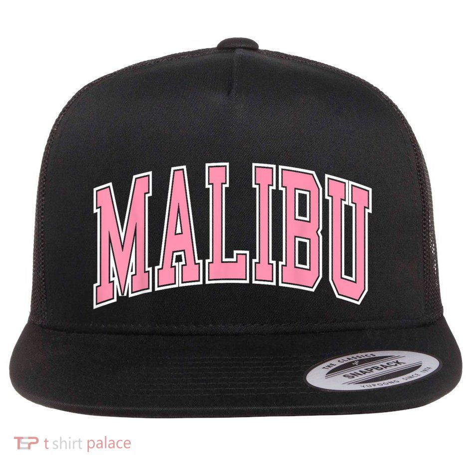 Preppy Varsity Malibu California Flat Bill Trucker Hat
