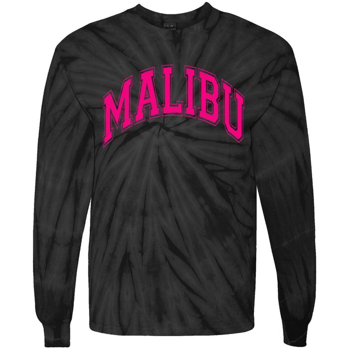 Preppy Varsity Malibu Ca California Font Tie-Dye Long Sleeve Shirt