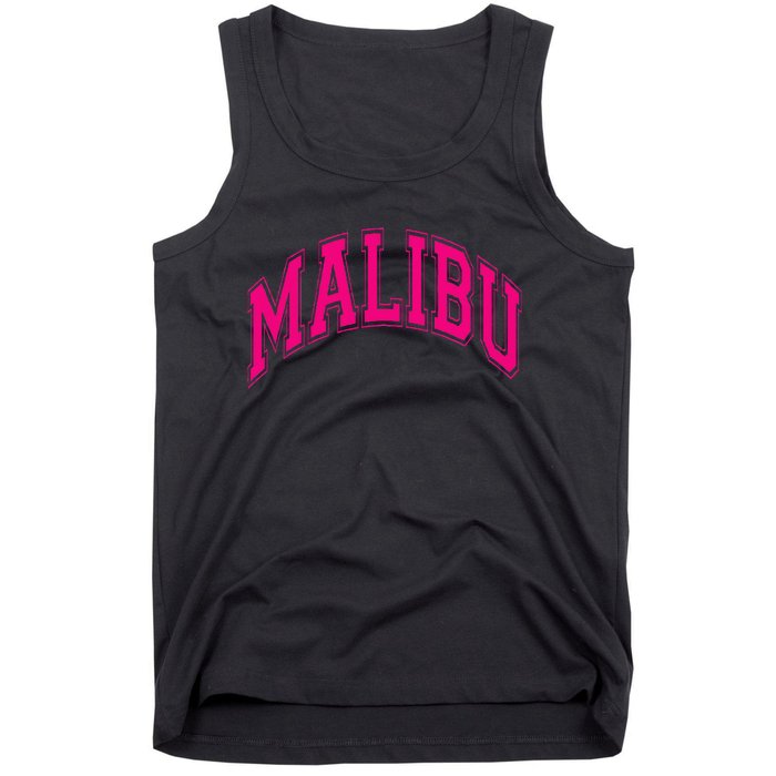 Preppy Varsity Malibu Ca California Font Tank Top