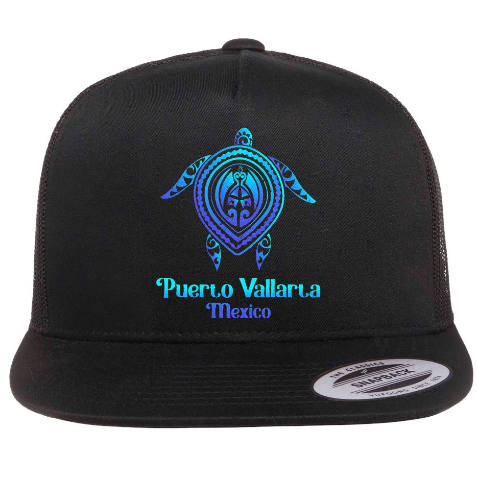 Puerto Vallarta Mexico Souvenirs Tropical Blue Sea Turtle Flat Bill Trucker Hat