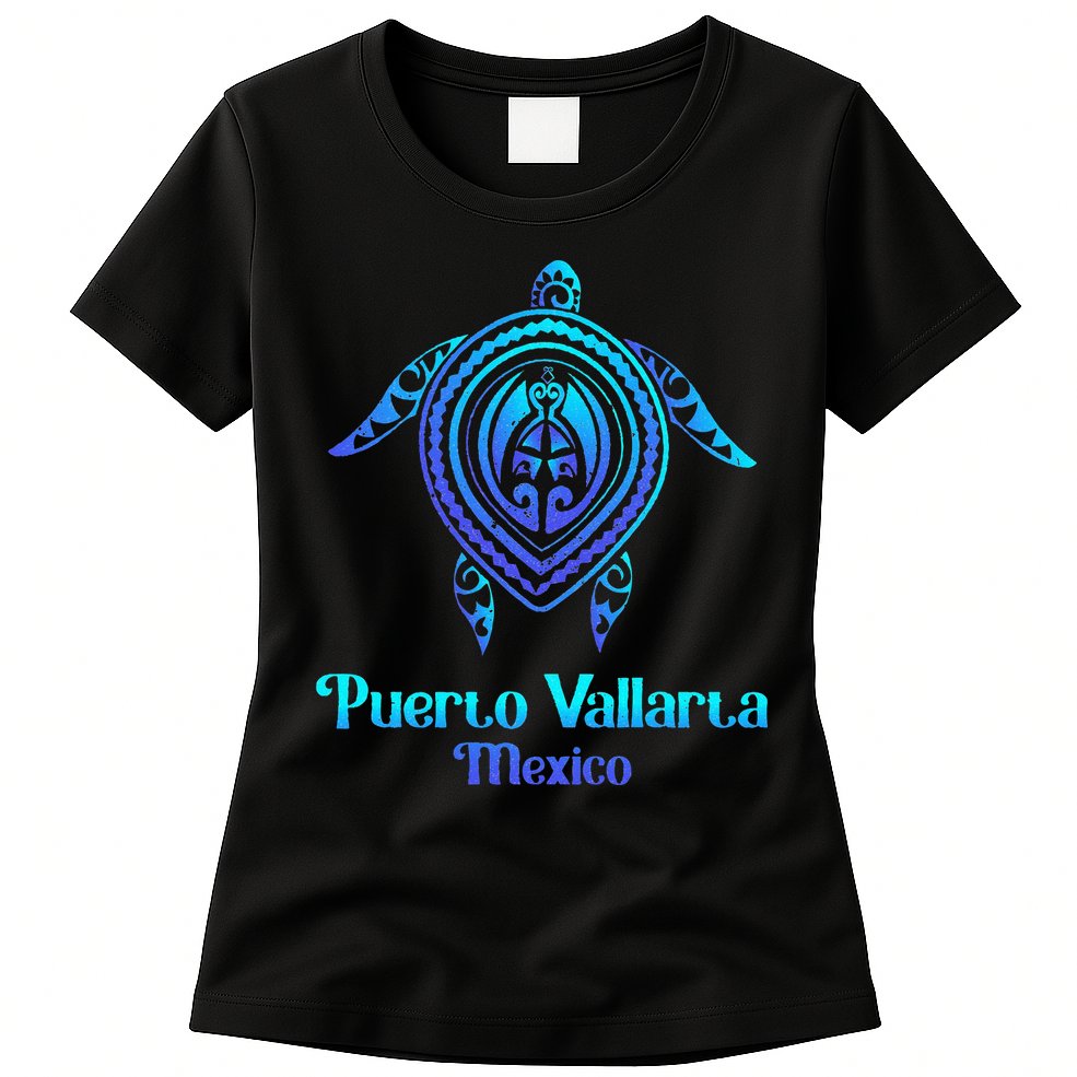 Puerto Vallarta Mexico Souvenirs Tropical Blue Sea Turtle Womens T-Shirt